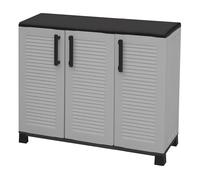 Armario de mediana altura 102x37x9cm en polipropileno, material reciclable y ecológico sostenible, está equipado con bisagras y estantes ajustables