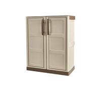 Armario de mediana altura en polipropileno, material reciclable y ecológico sostenible, está equipado con bisagras de acero y estante ajustable, dimensiones L700 x P 390 x H 855 mm