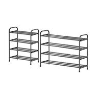 Armario de metal ajustable con zapatero extensible 2/3/4 niveles | Independiente, estante organizador, ahorro de espacio(4 Tier Expandable Shoe Rack)