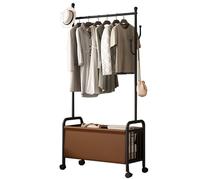 Armario de metal resistente con cesta de almacenamiento y ganchos, perchero de entrada de acero inoxidable, perfecto para pasillo y dormitorio, disponible en 60/80/100 cm de altura