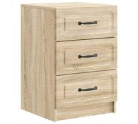 Armario de noche genérico con cajón Chene Sonoma 43x41x63.5 Cm | Madera De Ingeniería Robusta, Manijas Bar Negras, Almacenamiento Espacioso, Estilo Vintage Moderno