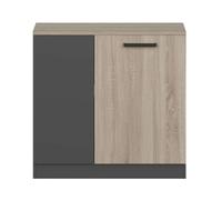 Miroytengo Armario de Oficina Bajo, Armario 2 Puertas, Armario Multifuncional Oficina Nibis Roble Sonoma y Gris Antracita 80x78x40 cm