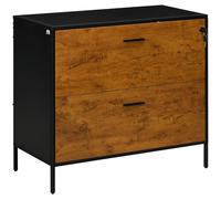 Armario de Oficina Industrial HOMCOM con 2 Cajones, Archivador con Cerradura y Carpetas Colgantes para Tamaño A4 80x39x73, 5 cm Marrón
