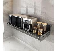 Armario de Pared Colgante para Baño y Cocina con Barandillas Laterales Elevadas Dos Métodos de Instalación Incluye Ganchos Móviles y Ranuras para Gestión de Cables Versátil(Gray,100 * 35 * 13.5cm)