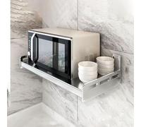 Armario de Pared Colgante para Baño y Cocina con Barandillas Laterales Elevadas Dos Métodos de Instalación Incluye Ganchos Móviles y Ranuras para Gestión de Cables Versátil(Silver,60 * 35 * 13.5cm)
