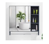 Armario de pared con espejo, armario de pared para almacenamiento de farmacia, armario de pared con estantes y toallero, color azul, 29.5 pulgadas para baño y lavandería