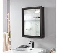 Armario de pared con espejo de baño, 1 puerta, almacenamiento de 2 niveles, organizador de medicina moderna para baño y sala de estar, blanco, 19.7 x 27.5 pulgadas