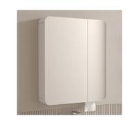 Armario de pared con espejo de baño con almacenamiento multicapa, ideal para baños, lavanderías y salas de estar (blanco, 60 x 65 x 13 cm)