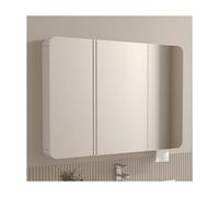 Armario de pared con espejo de baño con almacenamiento multicapa, ideal para baños, lavanderías y salas de estar (blanco, 90 x 65 x 13 cm)