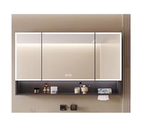 Armario de pared con espejo de baño con luz LED, gris Sto Solut para el hogar, apartamento, hotel boutique y habitaciones compartidas, 120 x 70 cm / 47.2x27.5in