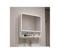 Armario de pared con espejo iluminado impermeable, diseño multicapa para baño, ahorro de espacio, fácil de instalar, color blanco, 78 cm