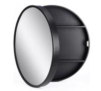 Armario de pared con espejo redondo de 50 cm, color negro, almacenamiento de baño con espejo, elegante espejo cosmético para baño, ahorro de espacio, tocador moderno