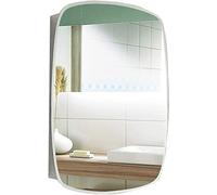 Armario de pared de acero inoxidable con espejo de baño multiusos para cocina, almacenamiento de medicamentos, diseño de ahorro de espacio, acabado plateado derecho (izquierda)