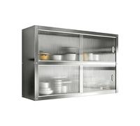 Armario de Pared de Acero Inoxidable con Puertas Correderas de Acrílico Armario de Almacenamiento Mural for Cocina y Baño Organizador de Utensilios 1 Y 2 Niveles(120 * 30 * 70cm(47 * 12 * 28in))