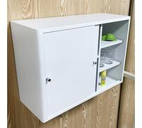 Armario de Pared de Acero Inoxidable con Puertas Correderas y Estantes Ajustables Organizador Multiuso para Cocina Baño Garaje y Oficina Alacenas Funcional(White,60x30x50cm (24x12x20in))