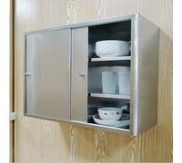 Armario de Pared de Acero Inoxidable con Puertas Correderas y Estantes Ajustables Organizador Multiuso for Cocina Baño Garaje y Oficina Alacenas de Cocina(Natura,60x20x40cm (24x8x16in))