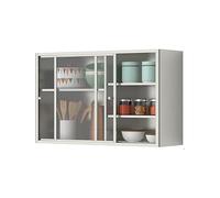 Armario de pared de acero inoxidable resistente con puerta corredera y estantes desmontables, ideal para almacenamiento de baño y cocina, armario de almacenamiento montado en la pared para una máxima