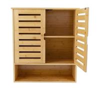 Armario de pared de baño de tres piezas, armario colgante de bambú para cocina, 58,42 x 20,07 x 66,05 cm, armario de baño grande con estantes ajustables, adecuado para baños, cocinas y salas de estar