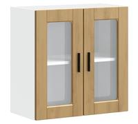 Armario de pared de cocina puerta de cristal Oporto roble artesanal | Madera de ingeniería, superficie lisa, almacenamiento cuencos platos cacerolas, montaje en pared, limpieza con paño húmedo