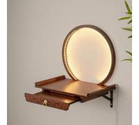 Armario de pared de madera maciza,armario de Buda, santuario de Buda con cajones,mesa de ofrenda para el santuario de Buda del hogar,estatua de Buda montada en la pared,santuario de pie(A,50cm/19.7in)