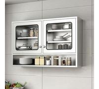 Armario de Pared Elegante para Cocina y Baño con Acabado Premium Acero Inoxidable Vidrio Estantes Ajustables Carga 35 Kg Puerta Cierre Magnético Diseño Moderno(120 * 30 * 70cm)