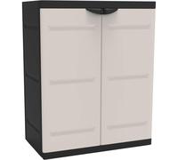 Armario De Plástico Multiuso, 2 Puertas, Beige Y Negro, 70x41x88 Cm, 2 Baldas Regulables En Altura