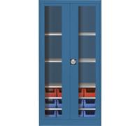 Armario de puertas batientes con ventanilla mauser, con 12 cajas visualizables