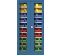 Armario de puertas batientes con ventanilla mauser, con 50 cajas visualizables