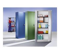 mauser Armario de puertas batientes, H x A exterior 1950 x 950 mm, con 4 baldas, profundidad 420 mm, verde reseda RAL 6011, a partir de 2 unid.