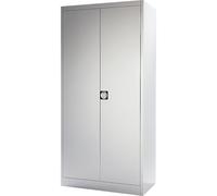 mauser Armario de puertas batientes, H x A exterior 1950 x 950 mm, con 4 baldas, profundidad 420 mm, gris luminoso RAL 7035