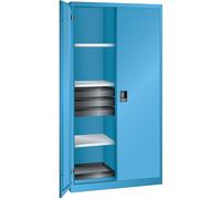 Armario de puertas batientes, H x A x P 1950 x 1000 x 580 mm LISTA, cuerpo vacío con 8 baldas y 6 cajones