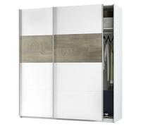 Habitdesign ARM182A - Armario 2 Puertas Correderas para Dormitorio o Habitación, Modelo Aikos, Acabado en Blanco Artik y Roble Alaska, Medidas: 180 cm (Largo) x 200 cm (Alto) x 60 cm (Fondo)