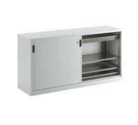 Armario de puertas correderas de chapa maciza LISTA, 2 baldas, 4 baldas extraíbles, 2 cajones