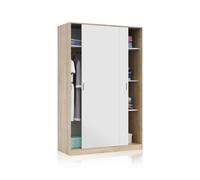 Armario de puertas correderas en blanco mate y roble canadian 120x200 cm show blanco artik (blanco mate) - roble canadian 120 x 200 x 50 cm