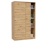 MOBELCENTER - Armario Matrimonio o Juvenil 2 Puertas Correderas con 4 estantes y Barra de Colgar - Color Roble Nodi - 120 cm x 50 cm x 200 cm (1385)