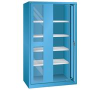 Armario de puertas retráctiles para cargas pesadas LISTA, 4 baldas, con puertas con visor