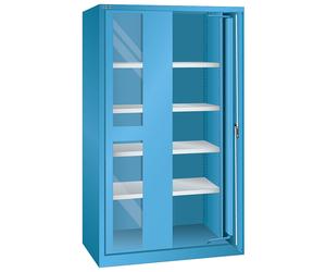 Armario de puertas retráctiles para cargas pesadas LISTA, 4 baldas, con puertas con visor
