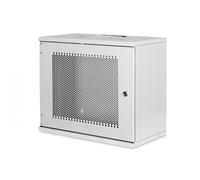 DIGITUS Armario de red, rack de 19 pulgadas 9 U, Sin montar, Montaje en pared, 400 mm de profundidad, Carga 60 kg, Puerta perforada, Gris