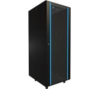 Armario de red de 19 pulgadas, 32 U, 800 x 800 cm, paredes laterales desmontables, marco autoensamblable, armario de servidor de 19 pulgadas para conmutadores UPS servidores vidrio templado negro rack