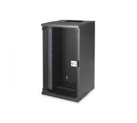 Armario de red montado en la pared de 10" 12U, SOHO PRO 595 x 315 x 300 mm, puerta de vidrio, negro, sin ensamblar, 30 kg