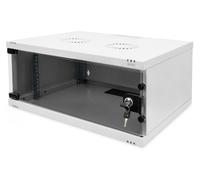 Armario de red montado en la pared de 19" 4U, SOHO 241 x 540 x 400 mm, puerta de vidrio, gris, sin ensamblar, 60 kg