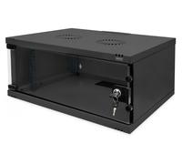 Armario de red montado en la pared de 19" 4U, SOHO 241 x 540 x 400 mm, puerta de vidrio, negro, sin ensamblar, 60 kg