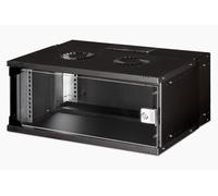 Armario de red montado en la pared de 19" 4U, SOHO PRO 240 x 540 x 400 mm, puerta de vidrio, negro, sin ensamblar, 60 kg