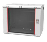 Armario de red para servidores de 19 pulgadas - 9U - 400 mm de profundidad - Montaje en pared - Sin montar - Puerta de cristal de seguridad - Gris