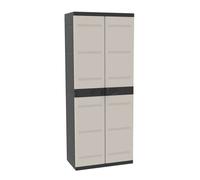 Titanium PLASTIKEN - Armario de 2 Puertas con estantes y Armario (70 x 44 x 176 cm), Color Beige y Negro