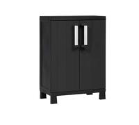 Armario de resina garaje midi, 65 x 37 x 93 cm, carga máxima en estante 20 kg, color negro