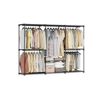 SONGMICS Armario de Ropa, Perchero, Burro Ropa, 205 x 43 x 166 cm, 5 Secciones para Colgar, con Compartimentos, Gran Capacidad, para Dormitorio, Salón, Lavandería, Negro Tinta RYG035B01