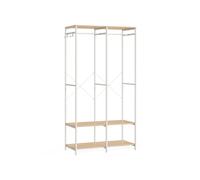 SONGMICS Armario de Ropa Portátil, Armario Plegable, Perchero, Organizador Armario, con Barras de Colgar, Estantes de Almacenamiento, Ganchos Extraíbles, 40 x 94,5 x 180 cm, Beige Natural RGR004W67