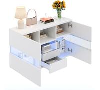 Armario de salón minimalista blanco, doble nivel: elevador superior, de pie en la parte inferior, múltiples opciones de almacenamiento, a prueba de polvo y alta resistencia. Crea una amplia gama de