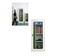 Armario de seguridad eléctrica para EPI con puerta de vidrio templado | Armario metálico con cerradura para subestaciones, cascos y guantes aislantes de alta tensión(150x50x35cm)